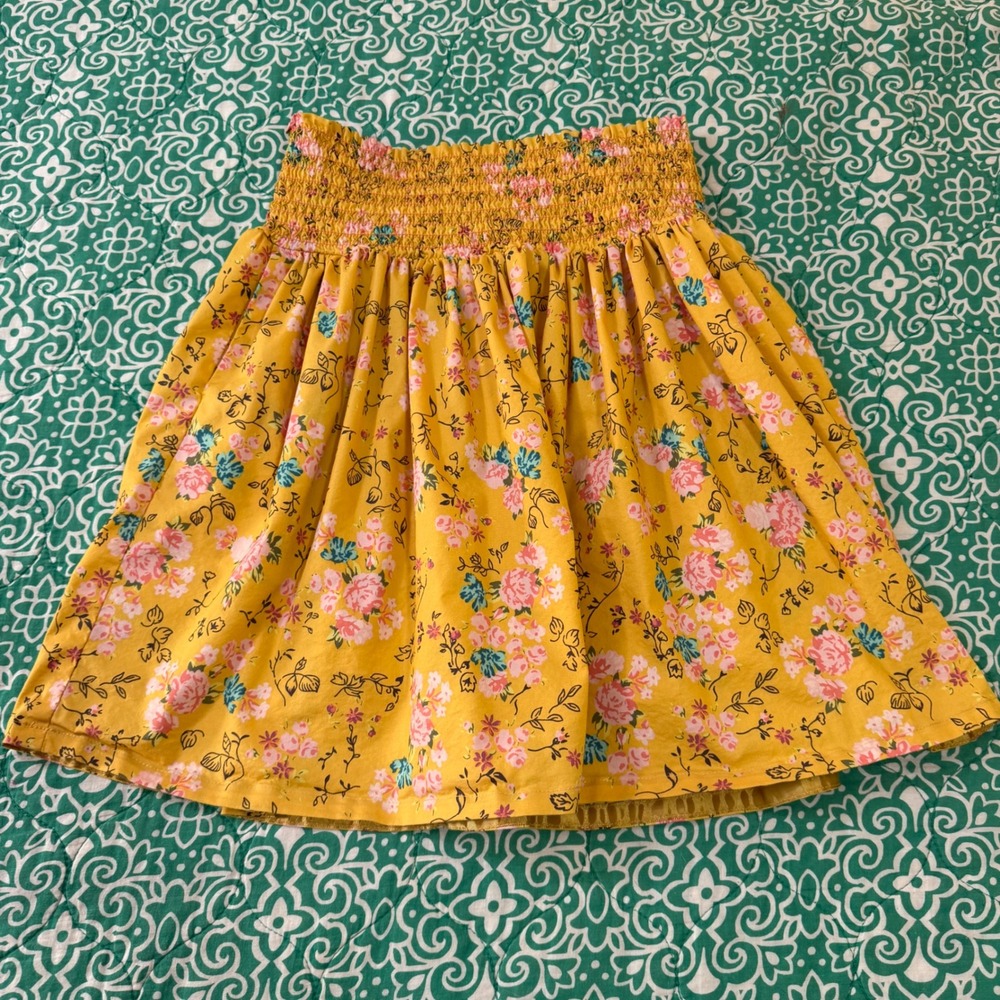 435 by Matilda Jane Girls Yellow Floral Smocked Waist Skirt Size 14